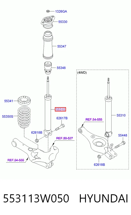 553113W050 Hyundai/Kia Amortiguadores posteriores