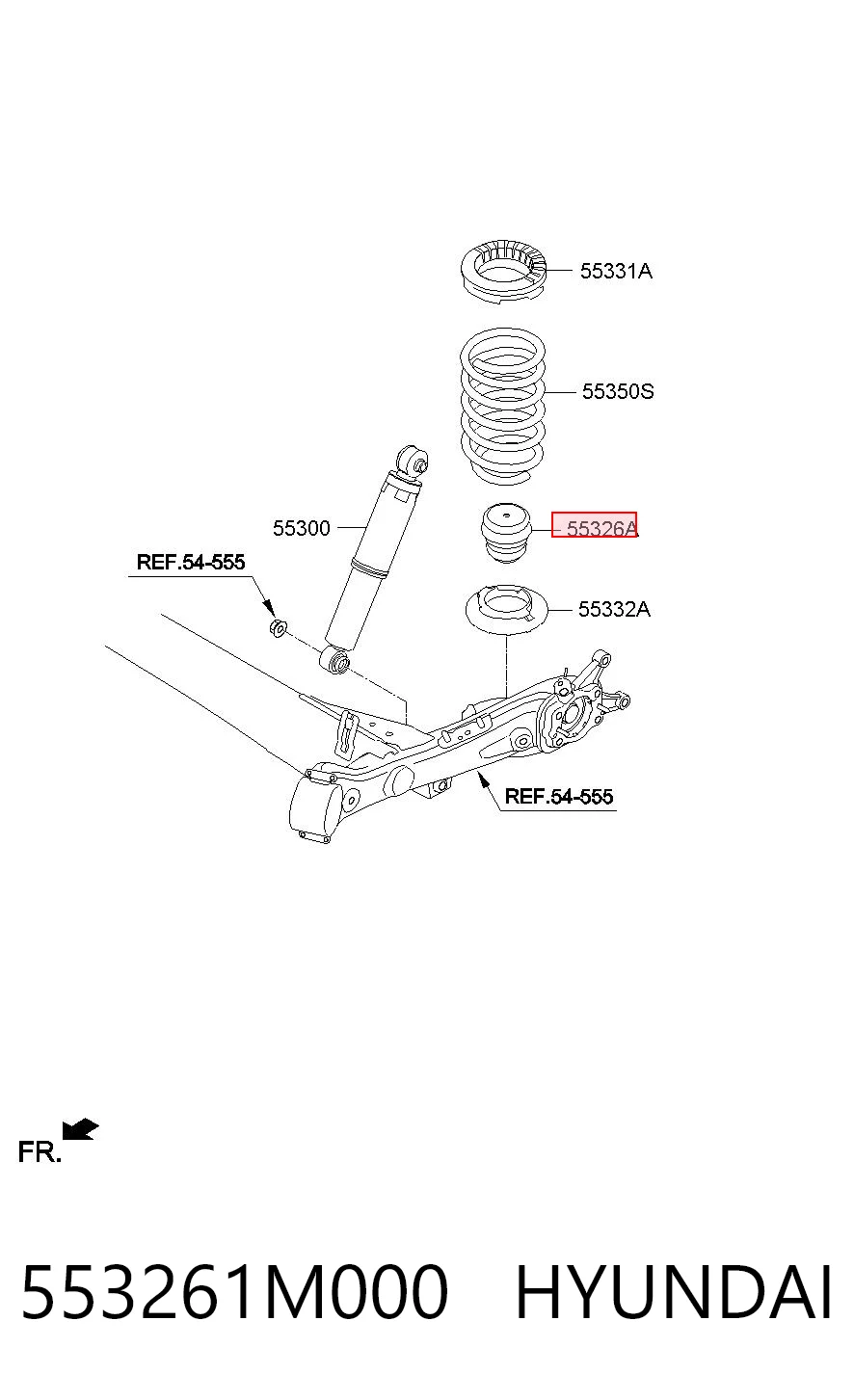 553261M000 Hyundai/Kia Tope de amortiguador trasero
