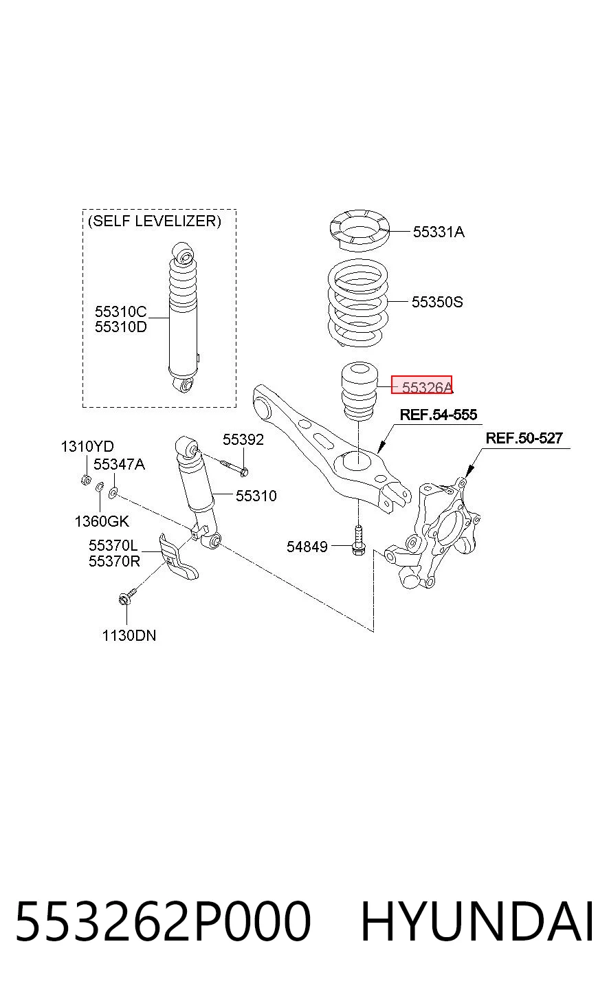 553262P000 Hyundai/Kia Tope de amortiguador trasero