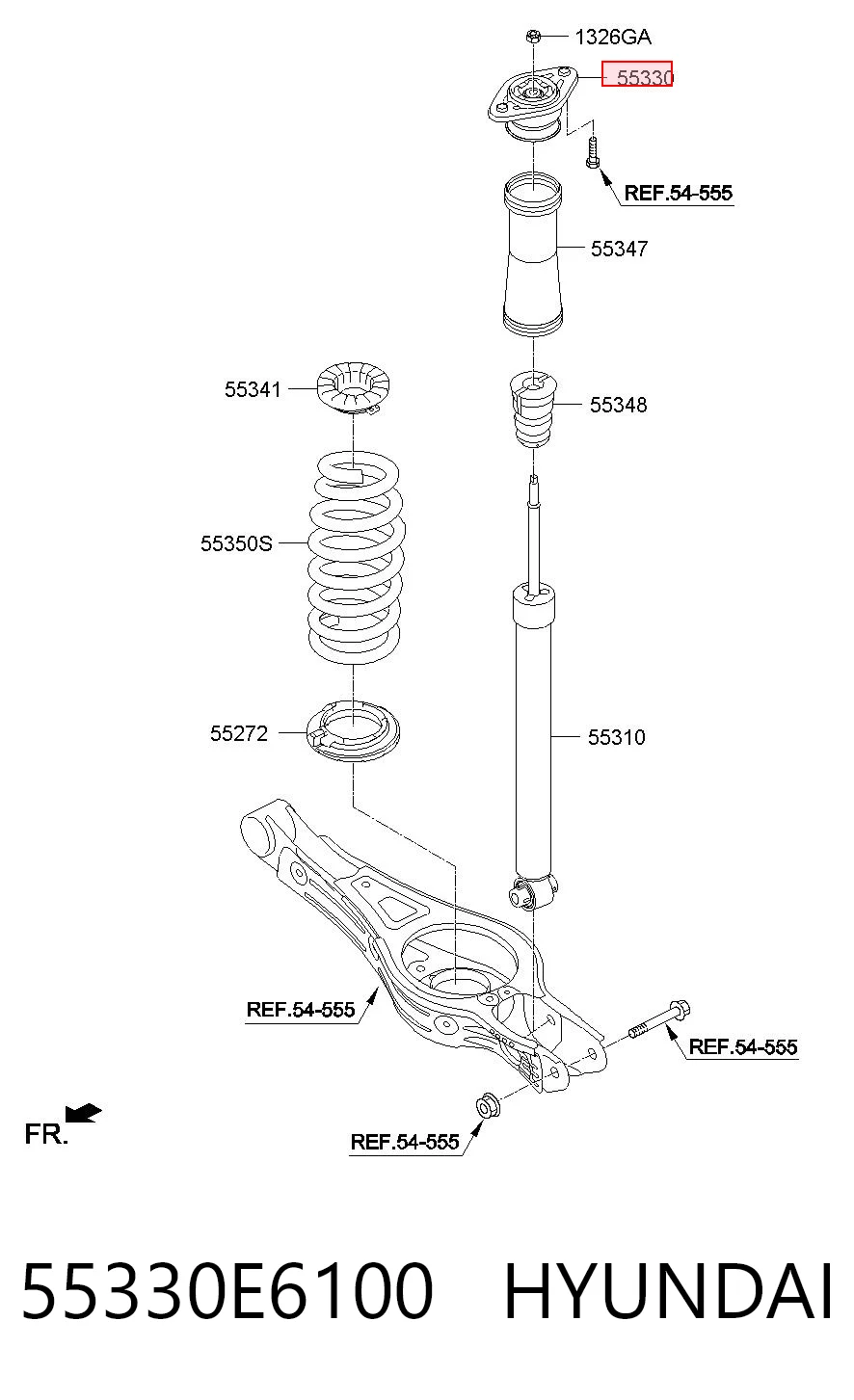 55330E6100 Hyundai/Kia Soporte amortiguador trasero