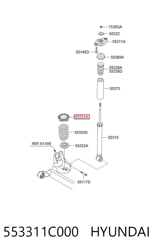553311C000 Hyundai/Kia Aislador de resorte trasero superior
