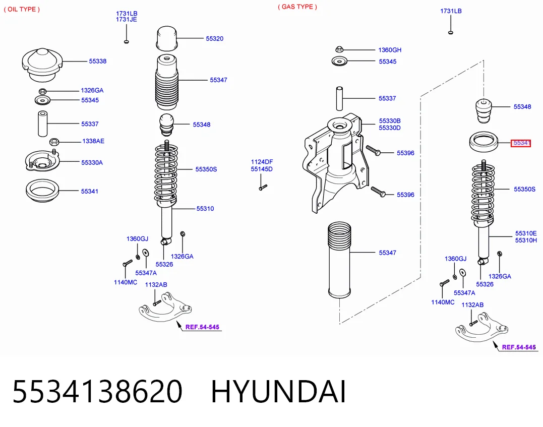 5534138620 Hyundai/Kia Plato superior metálico del resorte trasero