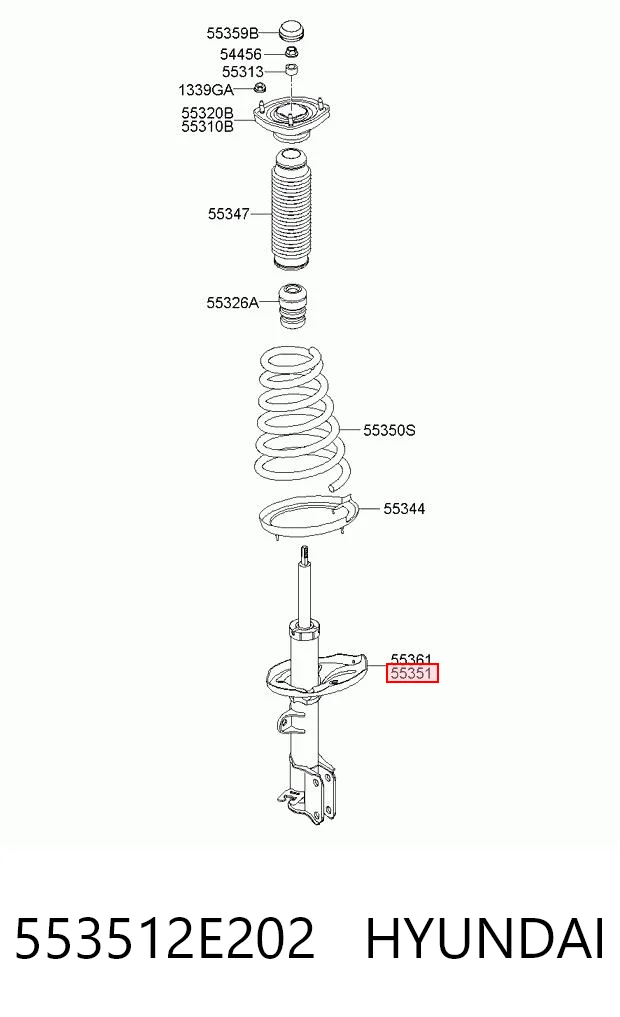 553512E202 Hyundai/Kia Amortiguador trasero izquierdo