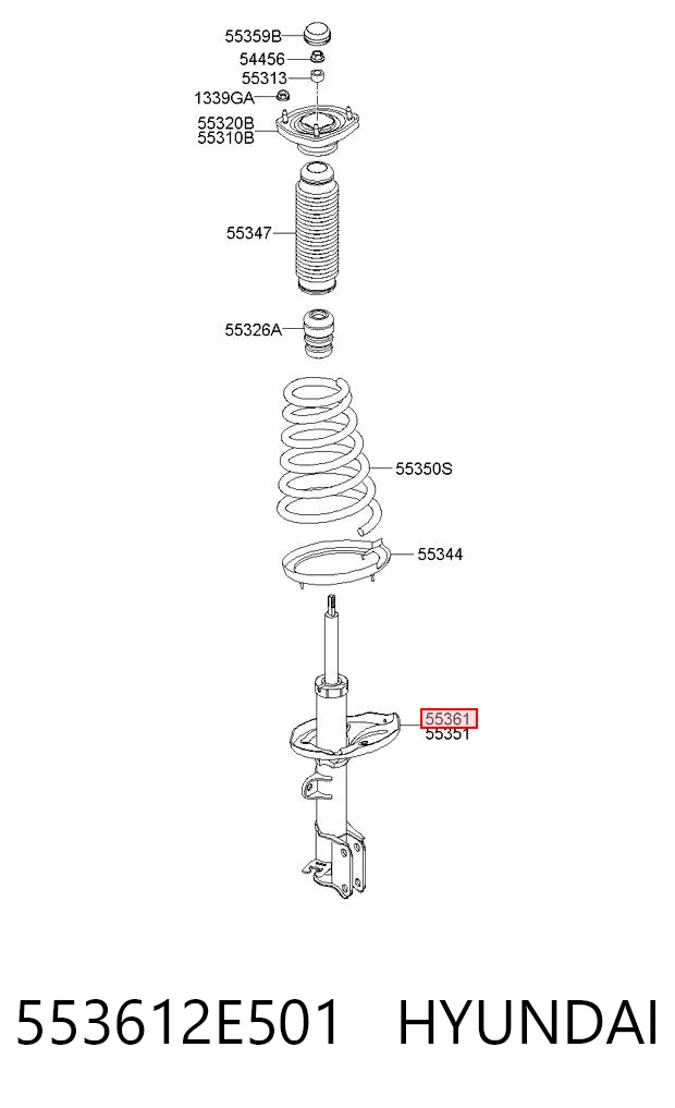 553612E501 Hyundai/Kia Amortiguador trasero derecho