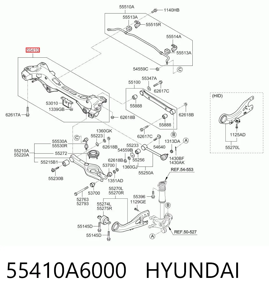 55410A6000 Hyundai/Kia Subchasis trasero soporte motor