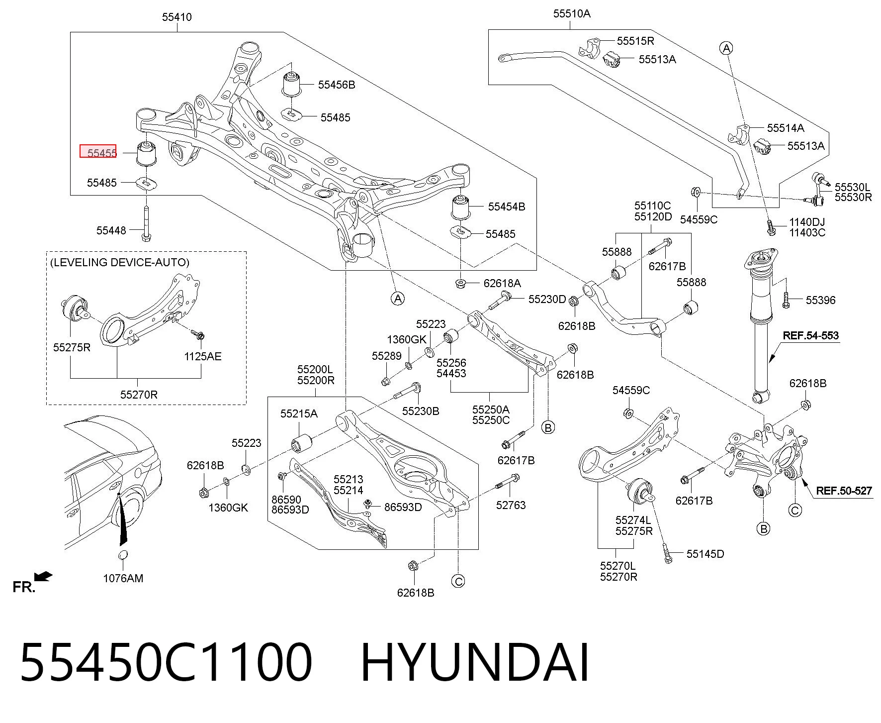 55450C1100 Hyundai/Kia Silentblock del puente trasero