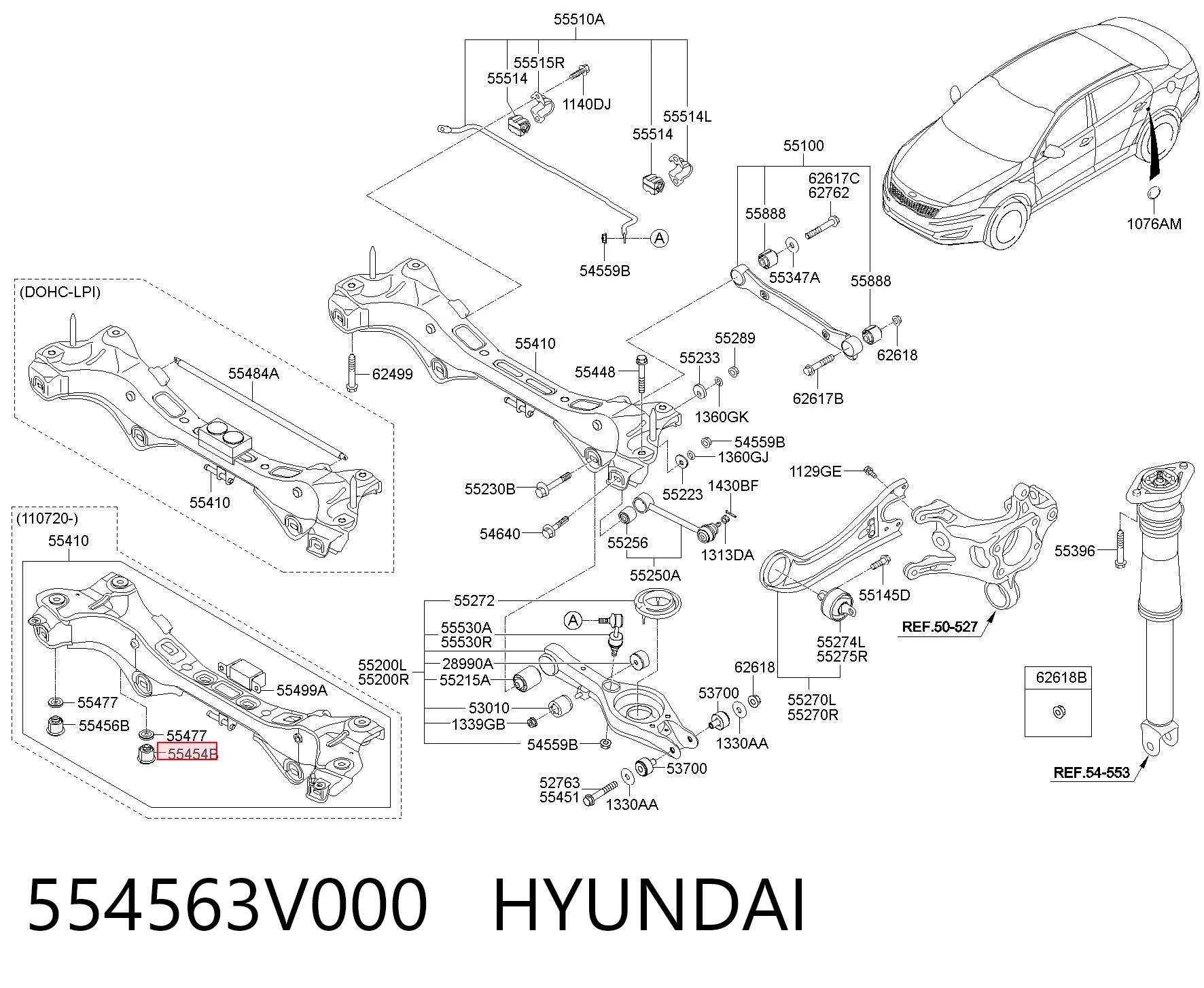 554563V000 Hyundai/Kia Silentblock del puente trasero