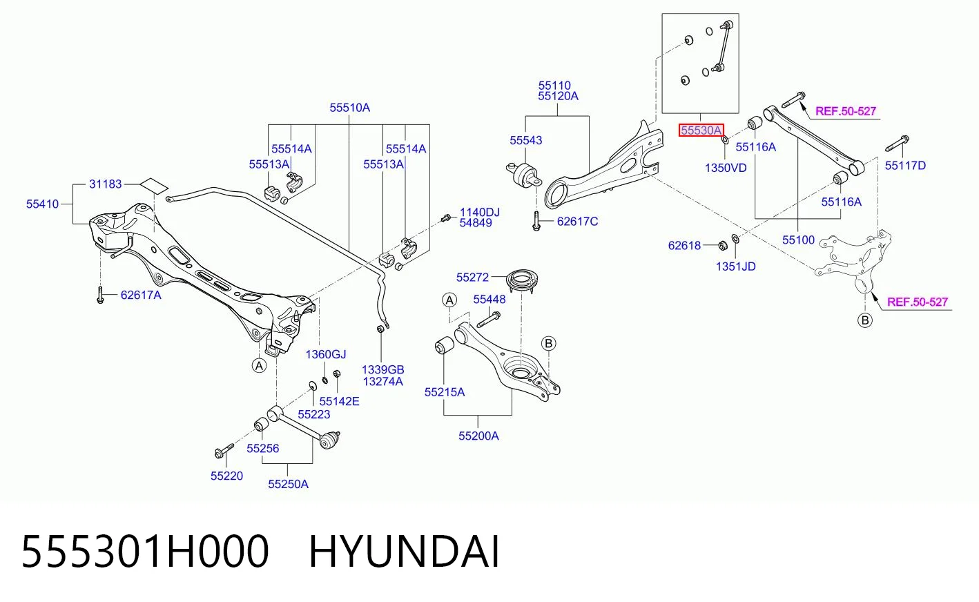 555301H000 Hyundai/Kia Silentblock de la barra estabilizadora