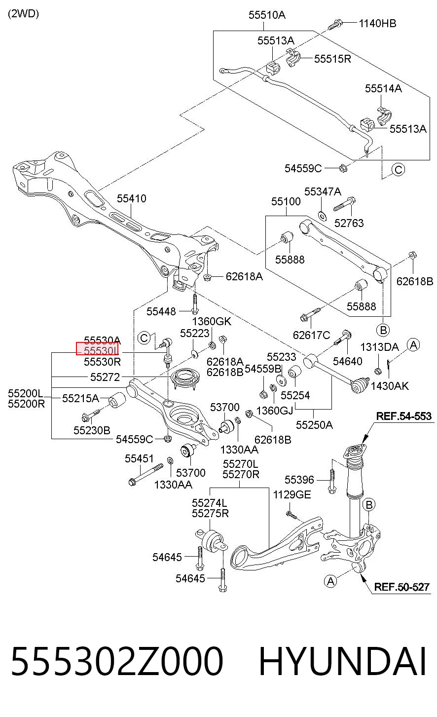 555302Z000 Hyundai/Kia Silentblock de la barra estabilizadora