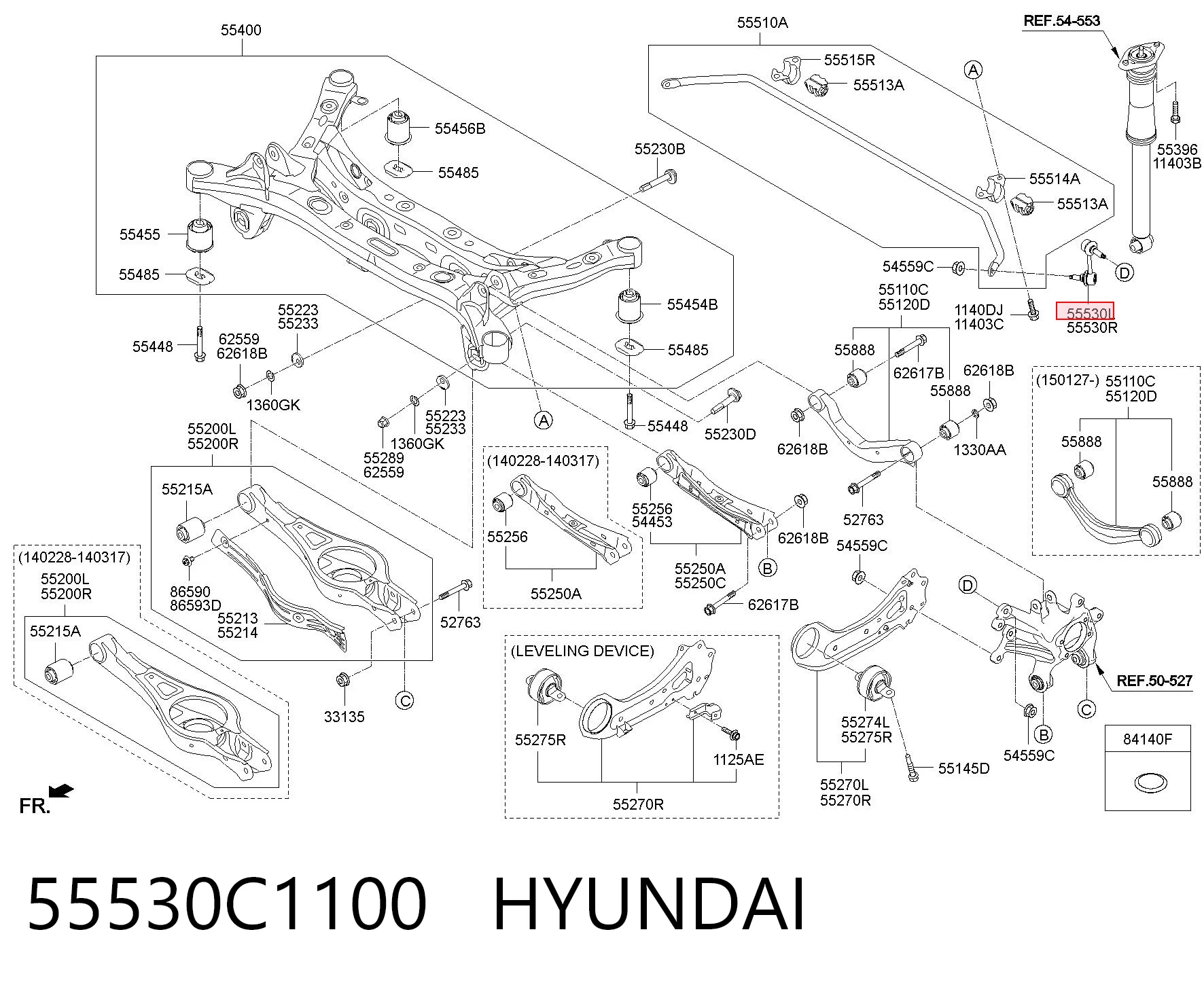 55530C1100 Hyundai/Kia Bieleta estabilizadora trasera izquierda