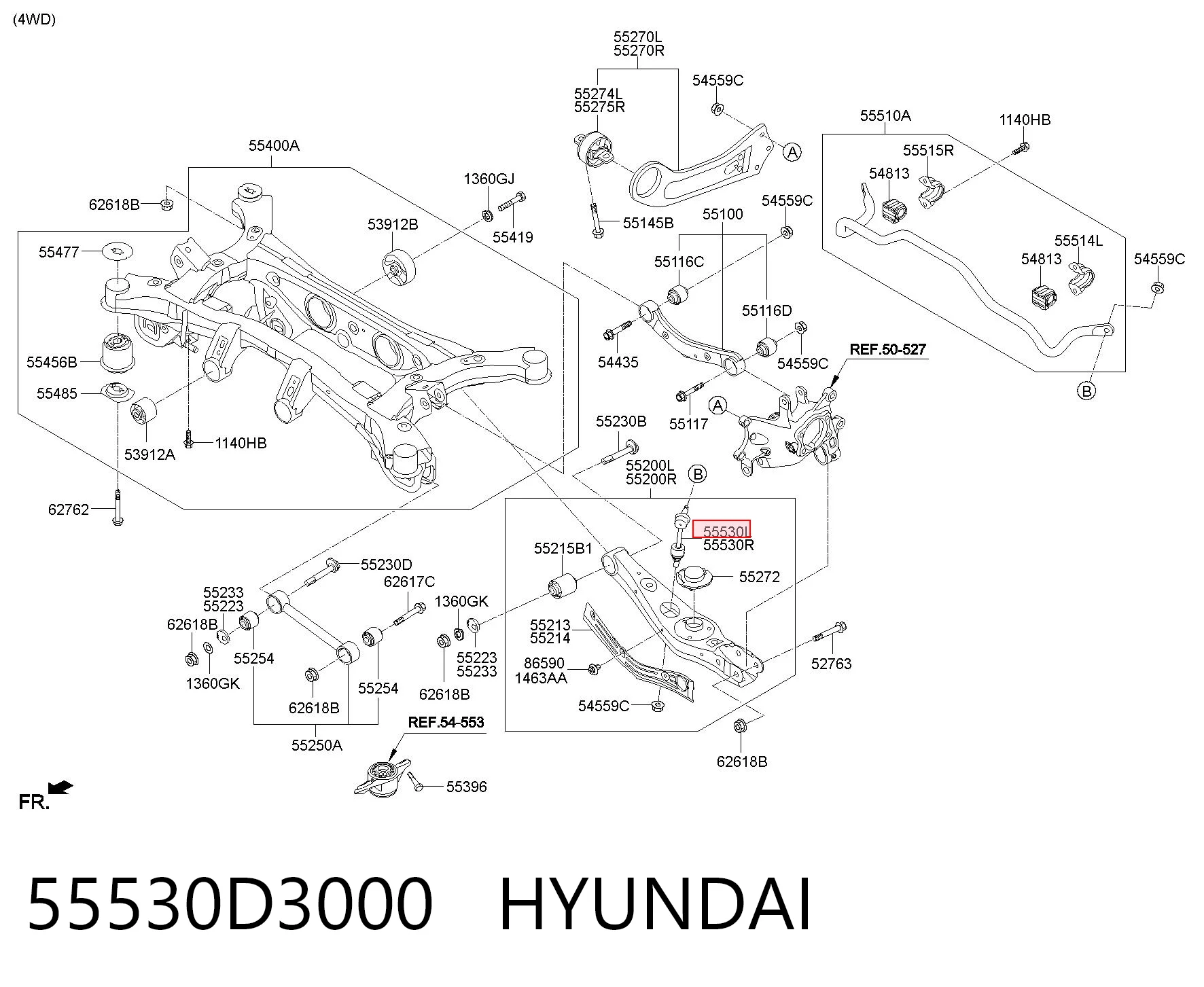 55530D3000 Hyundai/Kia Silentblock de la barra estabilizadora