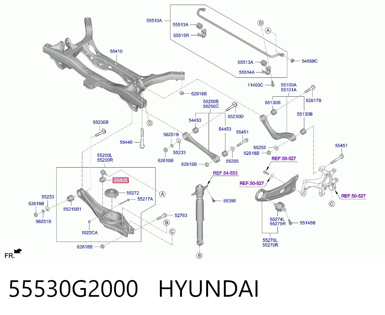 55530G2000 Hyundai/Kia Silentblock de la barra estabilizadora