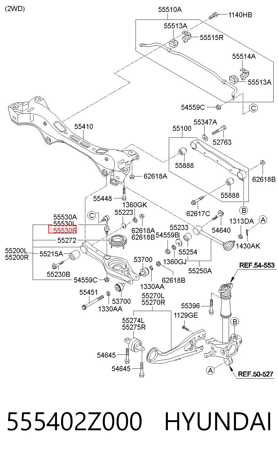 555402Z000 Hyundai/Kia Silentblock de la barra estabilizadora