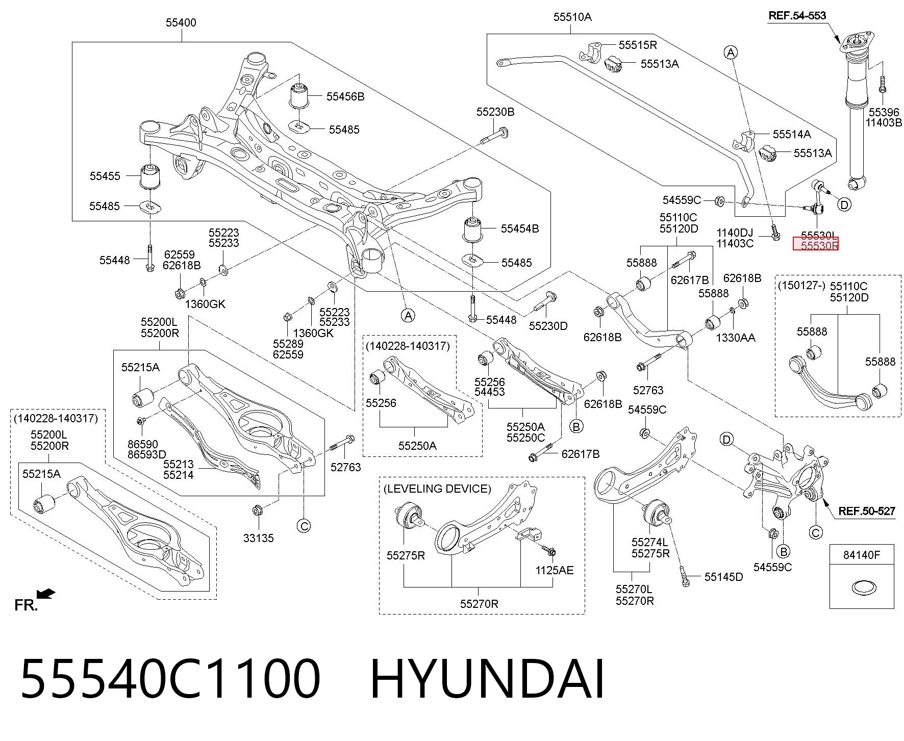 55540C1100 Hyundai/Kia Bieleta estabilizadora trasera derecha