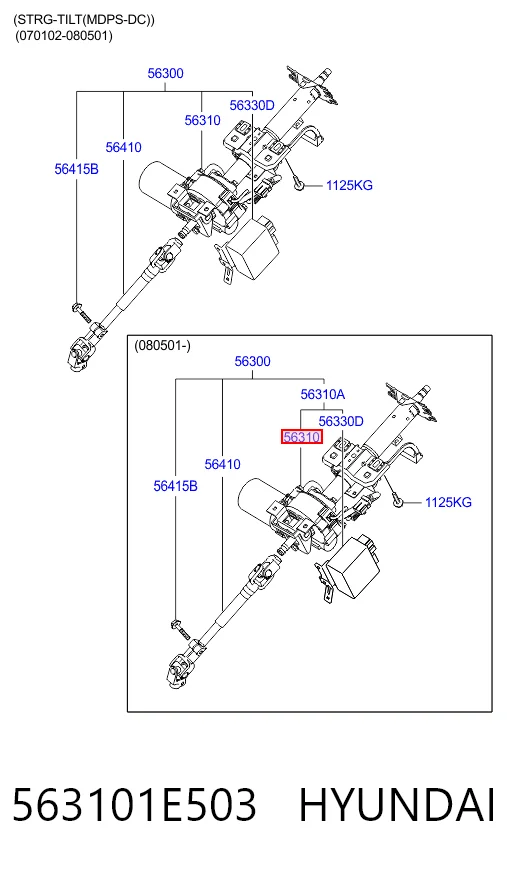 Columna de dirección Chrysler 563101E502