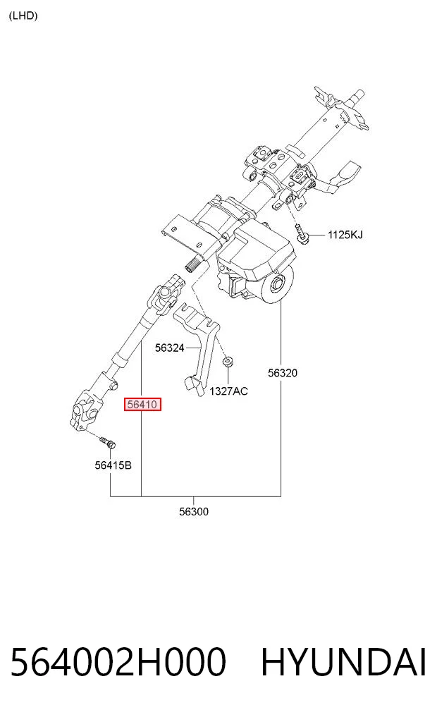 564002H000 Hyundai/Kia Eje inferior de la columna de dirección