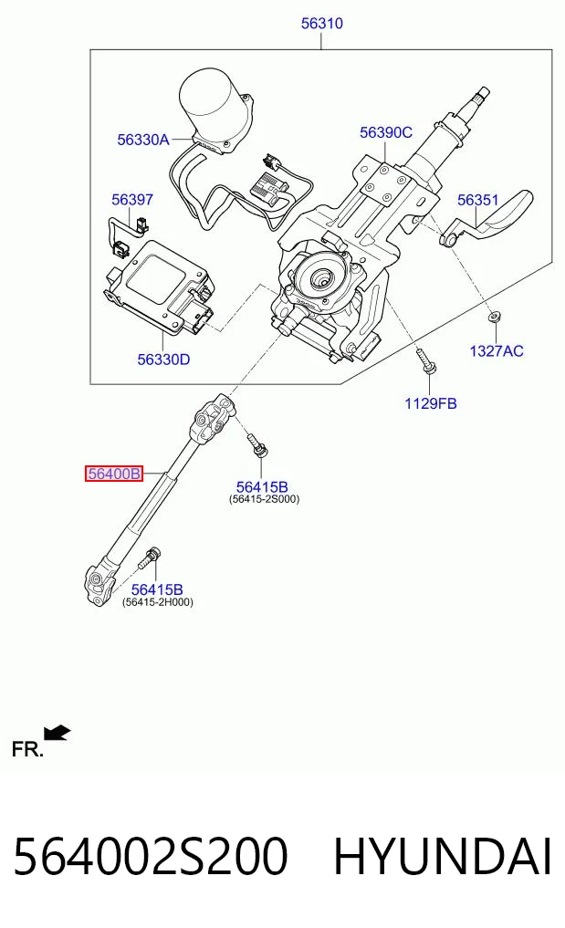 564002S200 Hyundai/Kia Eje inferior de la columna de dirección