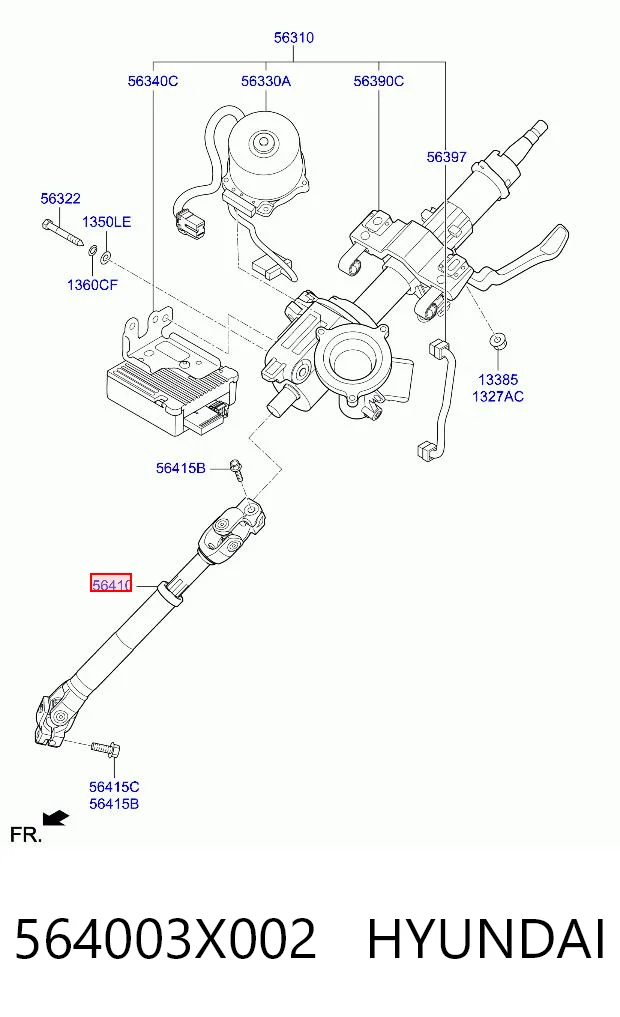564003X002 Hyundai/Kia Eje inferior de la columna de dirección