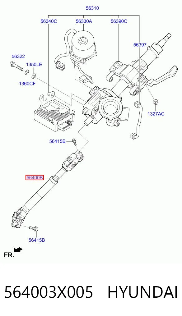 564003X005 Hyundai/Kia Eje inferior de la columna de dirección
