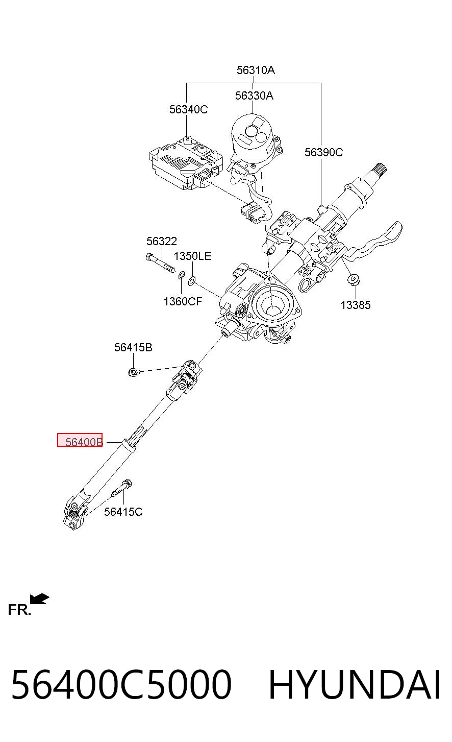56400C5000 Hyundai/Kia Cardán inferior de la columna de dirección