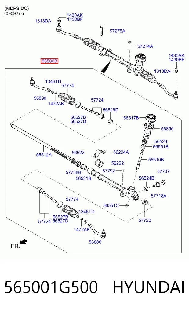 565001G500 Hyundai/Kia Cremallera caja de direccion