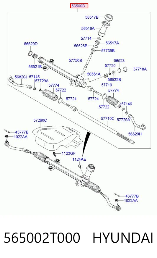 565002T000 Hyundai/Kia Cremallera caja de direccion