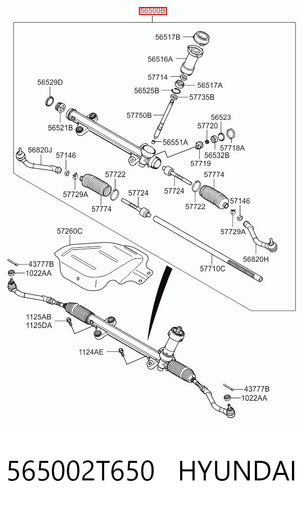 565002T650 Hyundai/Kia Cremallera caja de direccion