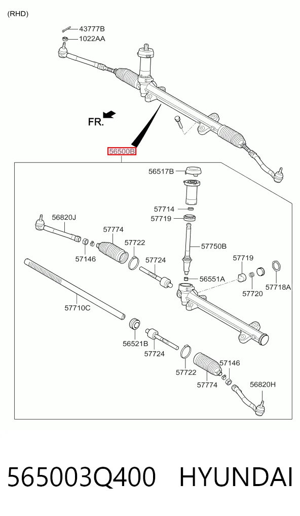 565003Q400 Hyundai/Kia Cremallera caja de direccion