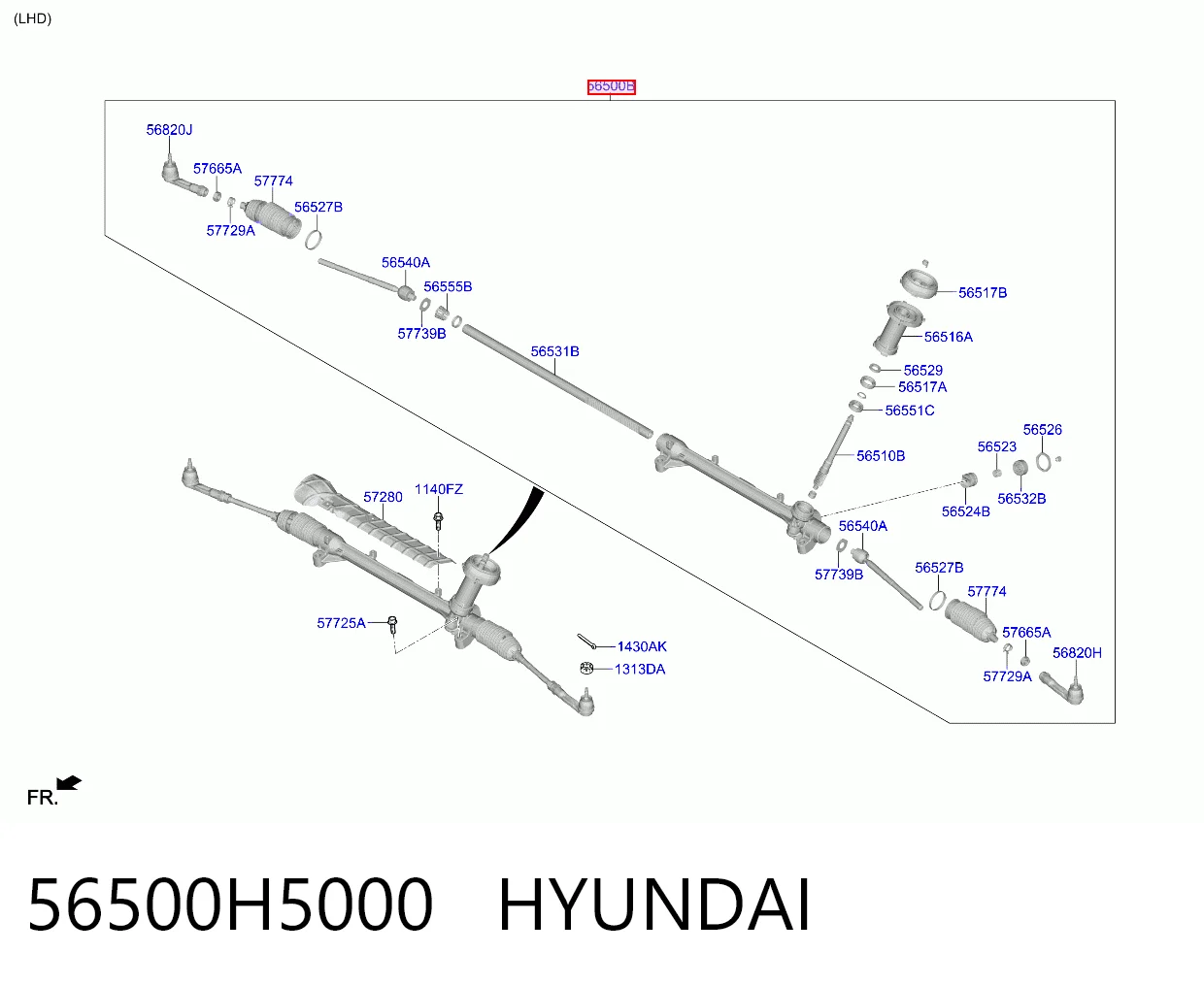 56500H5000 Hyundai/Kia Cremallera caja de direccion