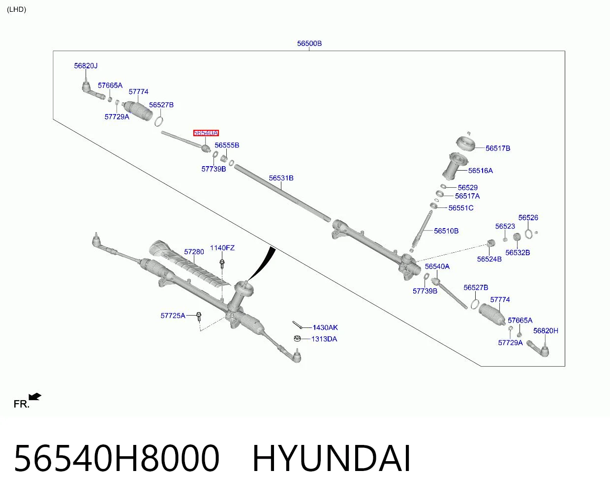 56540H8000 Hyundai/Kia Barra de direccion coche