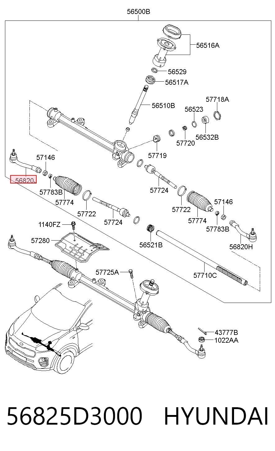 56825D3000 Hyundai/Kia Rótula de dirección