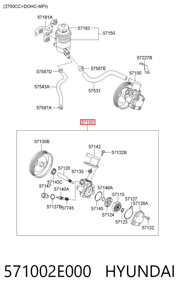 571002E000 Hyundai/Kia Bomba hidráulica de dirección