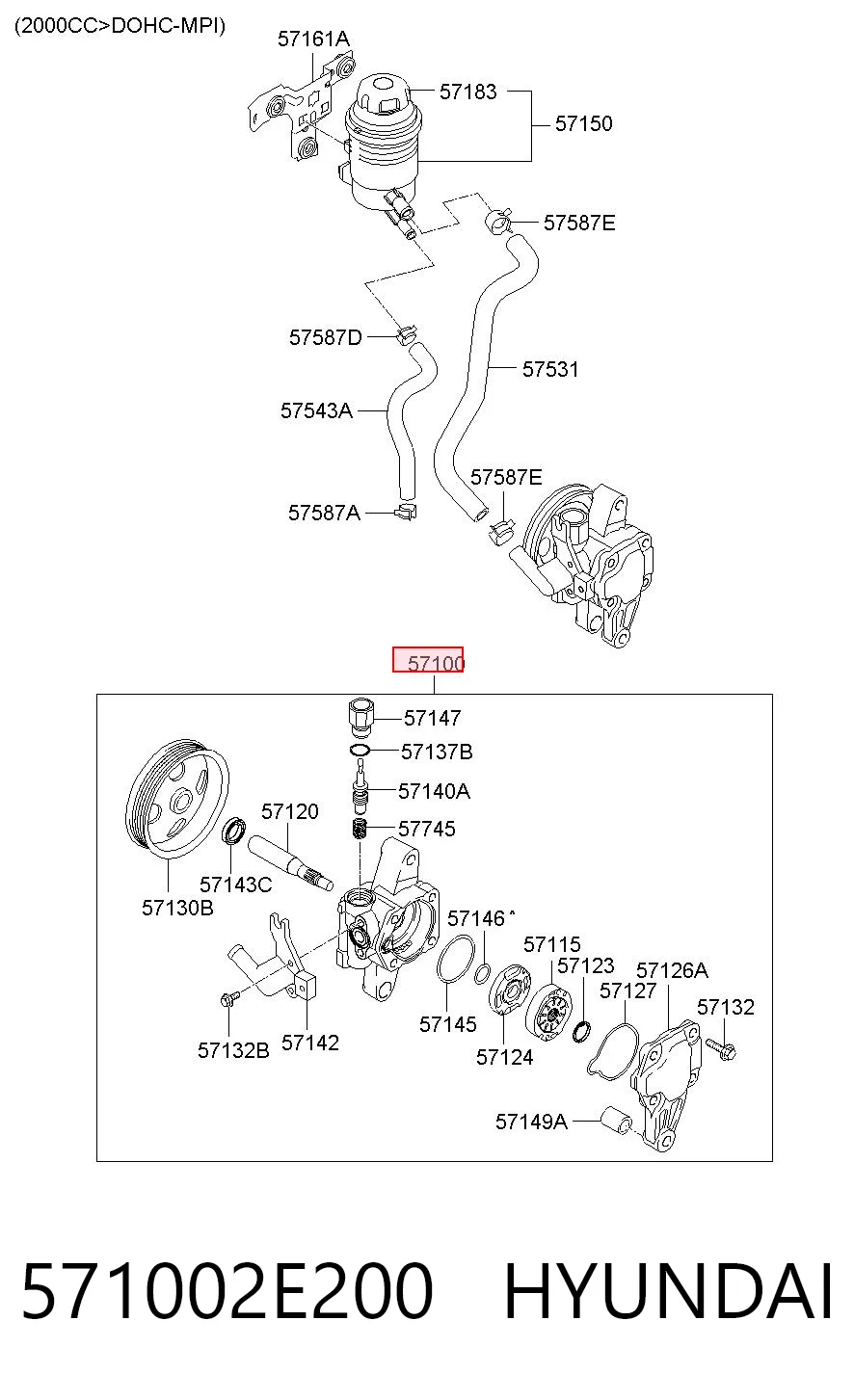571002E200 Hyundai/Kia Bomba hidráulica de dirección