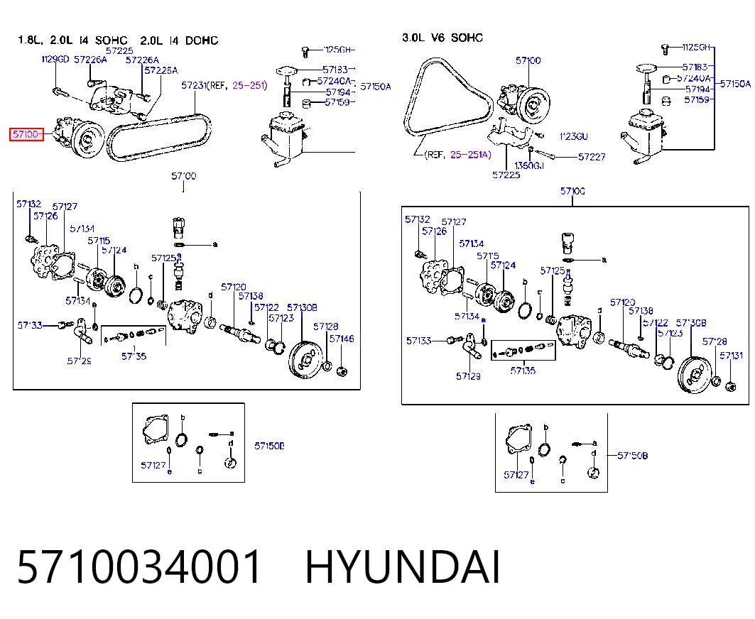 Bomba hidráulica de dirección para Hyundai Sonata III 