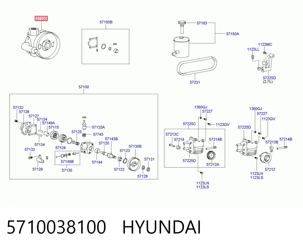5710038100 Hyundai/Kia Bomba hidráulica de dirección