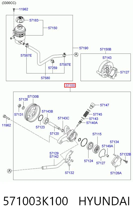 571003K100 Hyundai/Kia Bomba hidráulica de dirección
