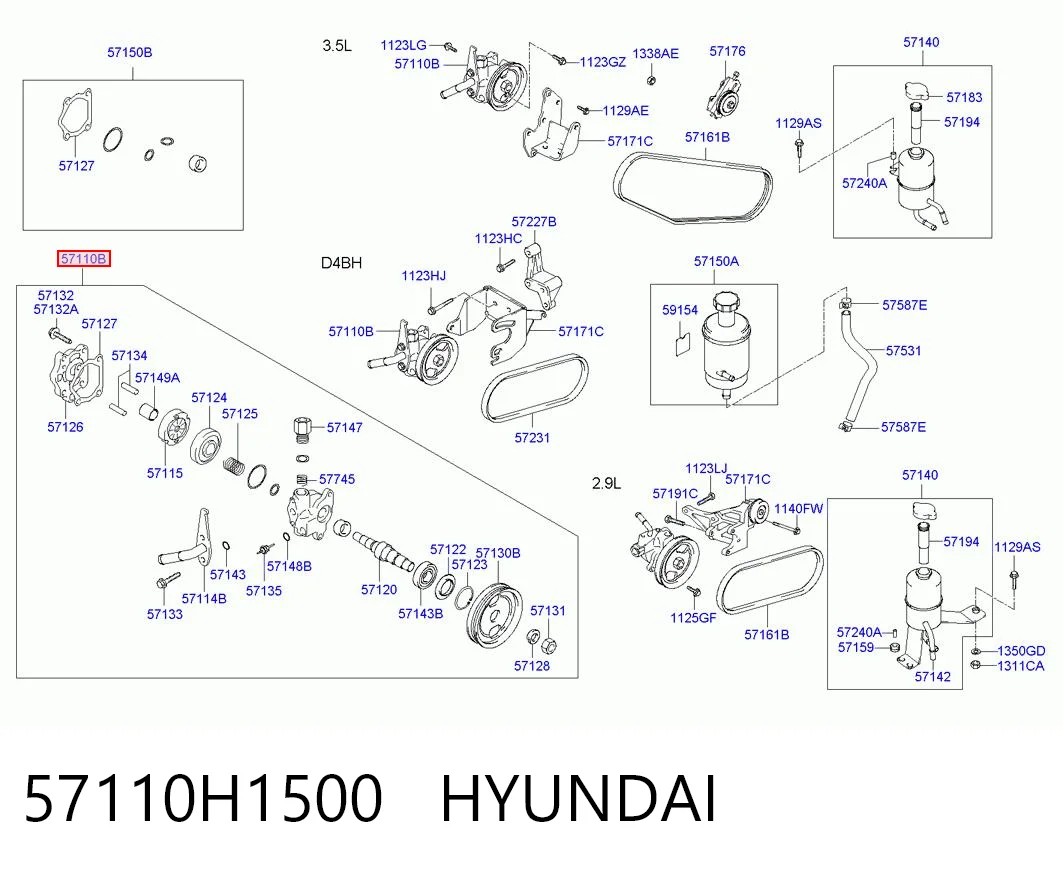 Bomba de dirección asistida  Hyundai Terracan SUV (HP) (2001 - 2006) precio, desde 69,70 EUR