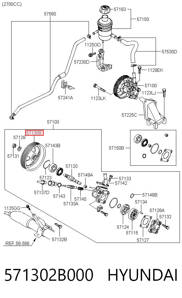 Polea de la bomba de dirección asistida 571302B000 HYUNDAI