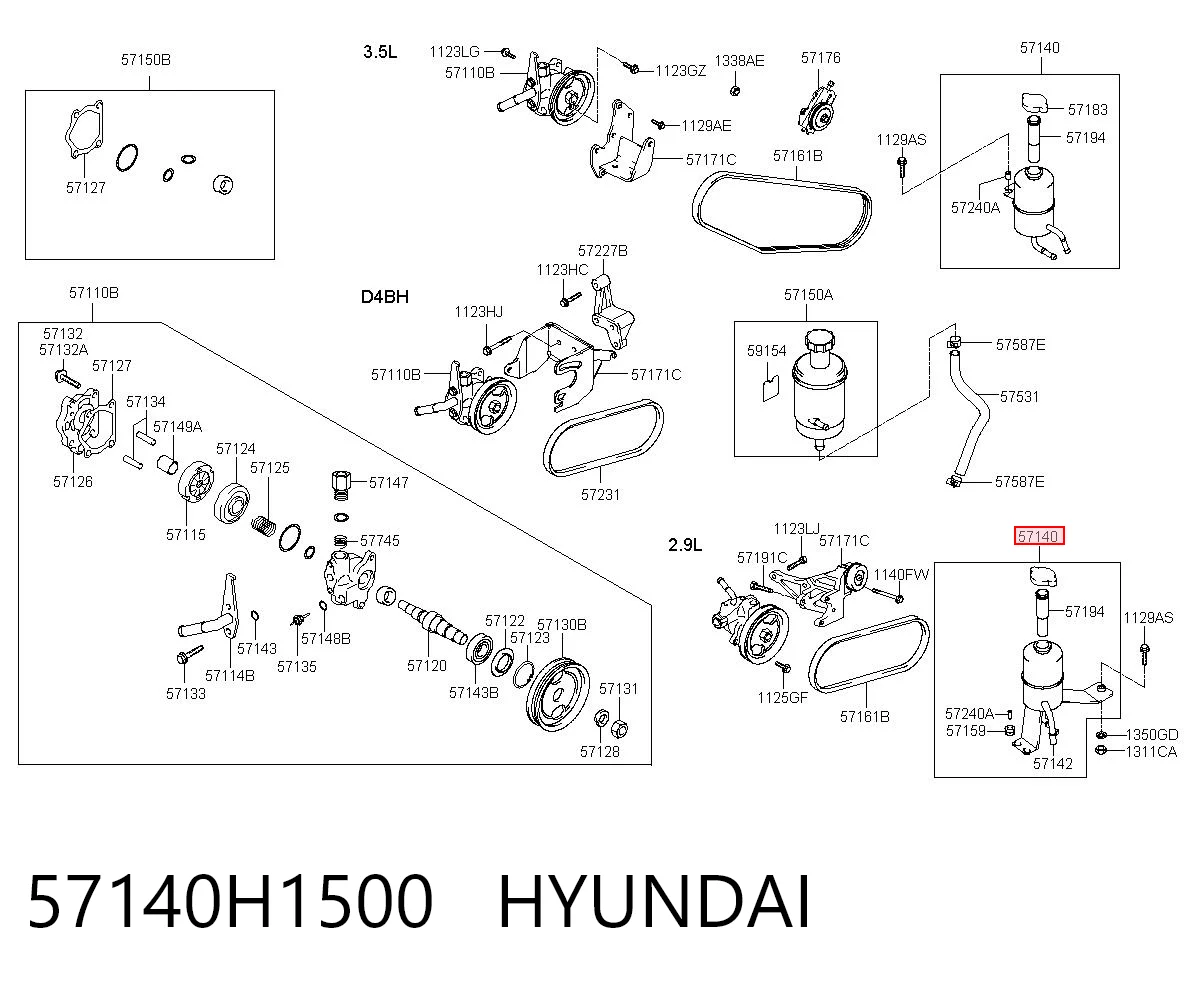 Comprar Depósito de la bomba de dirección asistida Hyundai Terracan HP a bajo precio