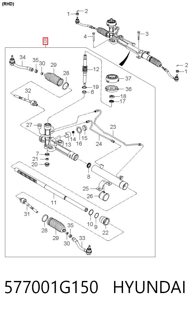 577001G150 Hyundai/Kia Cremallera caja de direccion