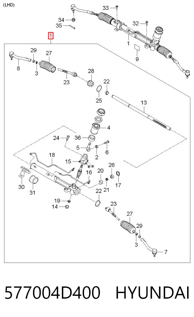 577004D400 Hyundai/Kia Cremallera caja de direccion