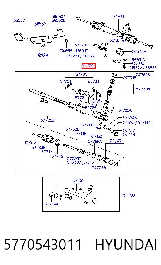 Cremallera de dirección para Hyundai H100 P