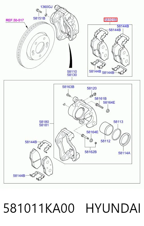 581011KA00 Hyundai/Kia Pastillas delanteras