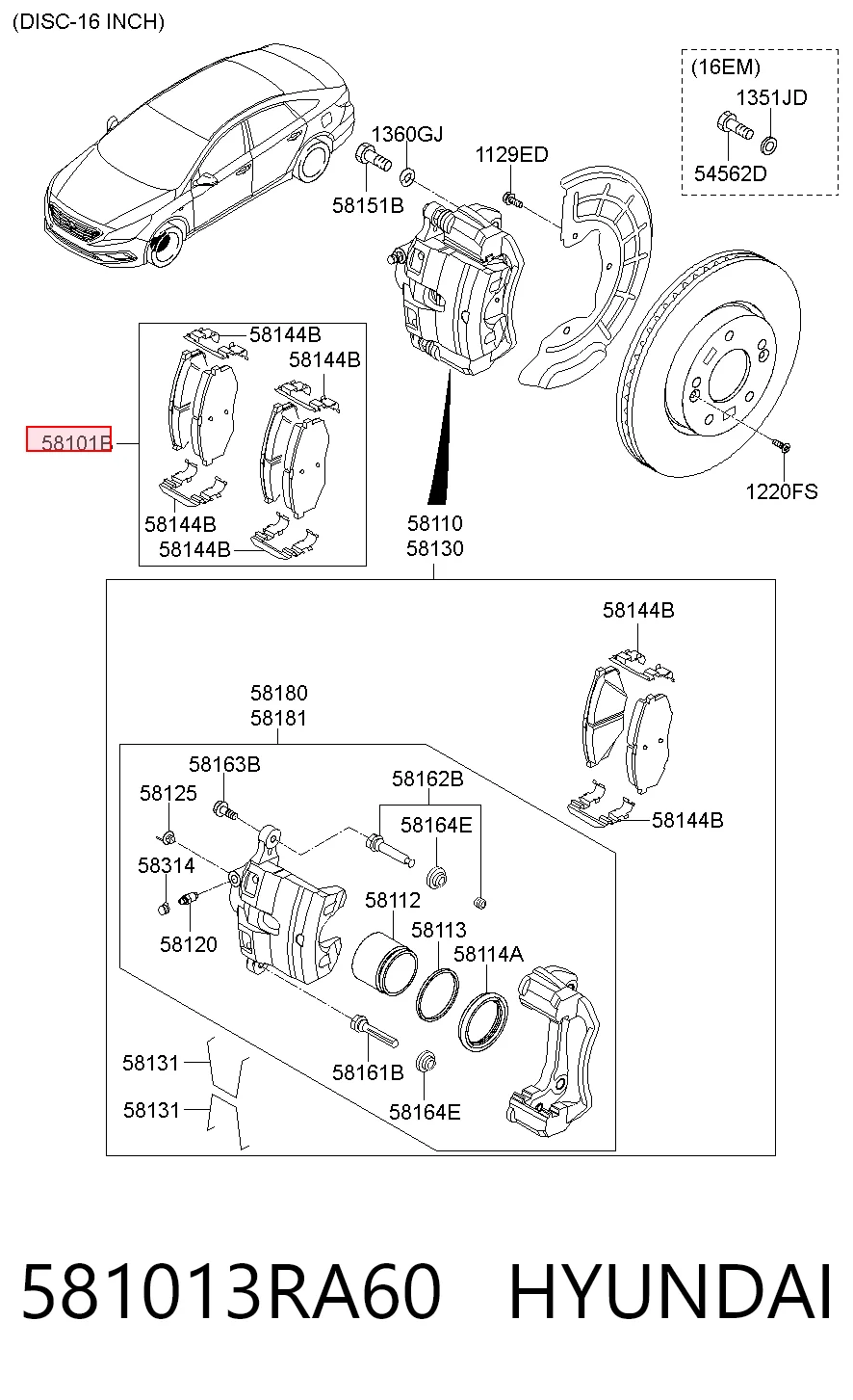 581013RA60 Hyundai/Kia Pastillas delanteras