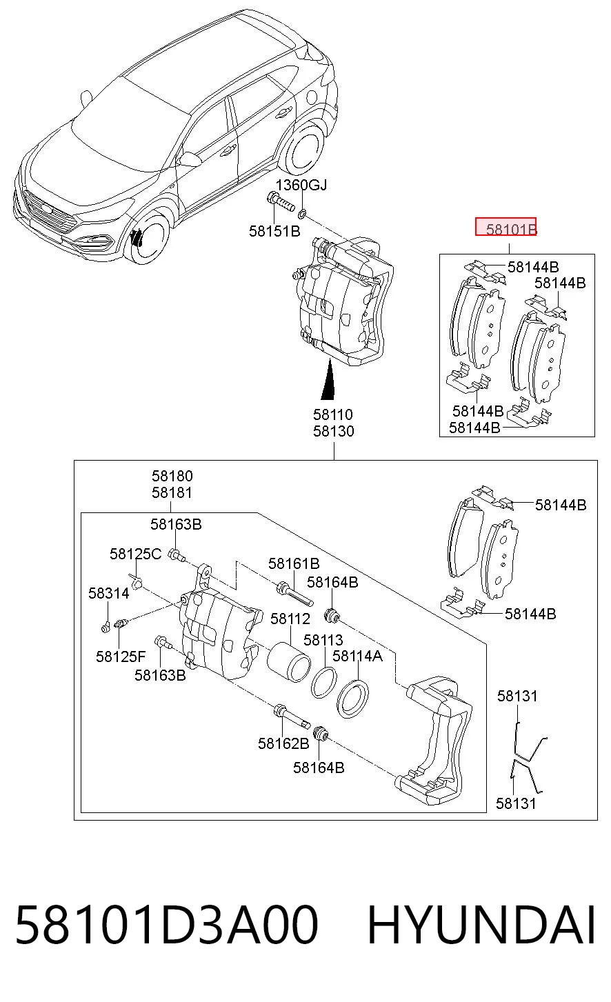 58101D3A00 Hyundai/Kia Pastillas delanteras