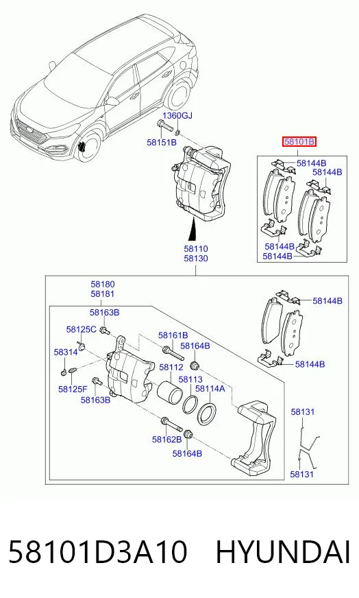 58101D3A10 Hyundai/Kia Pastillas delanteras