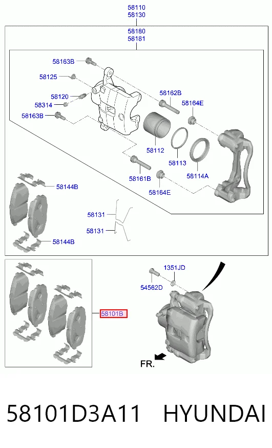 58101D3A11 Hyundai/Kia Pastillas delanteras