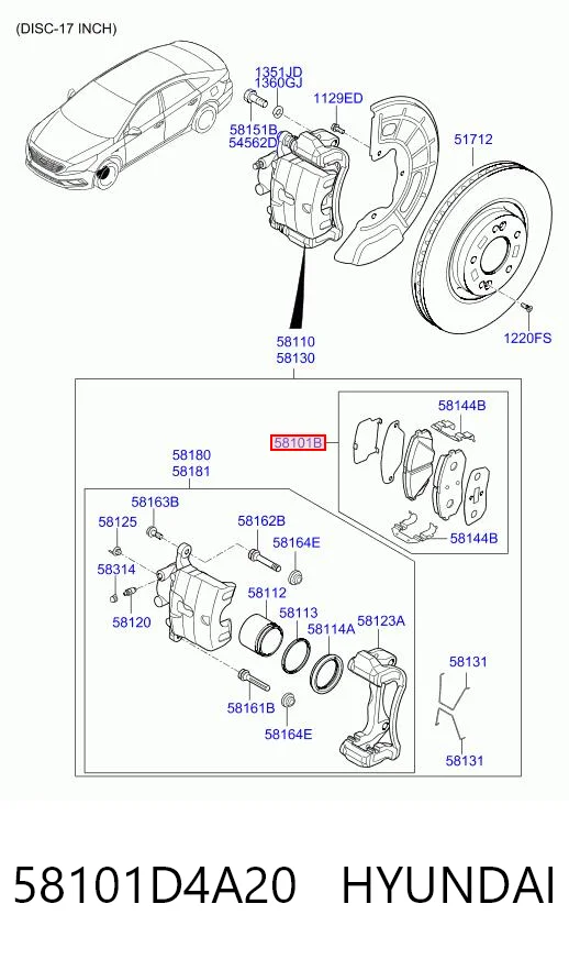 58101D4A20 Hyundai/Kia Pastillas delanteras