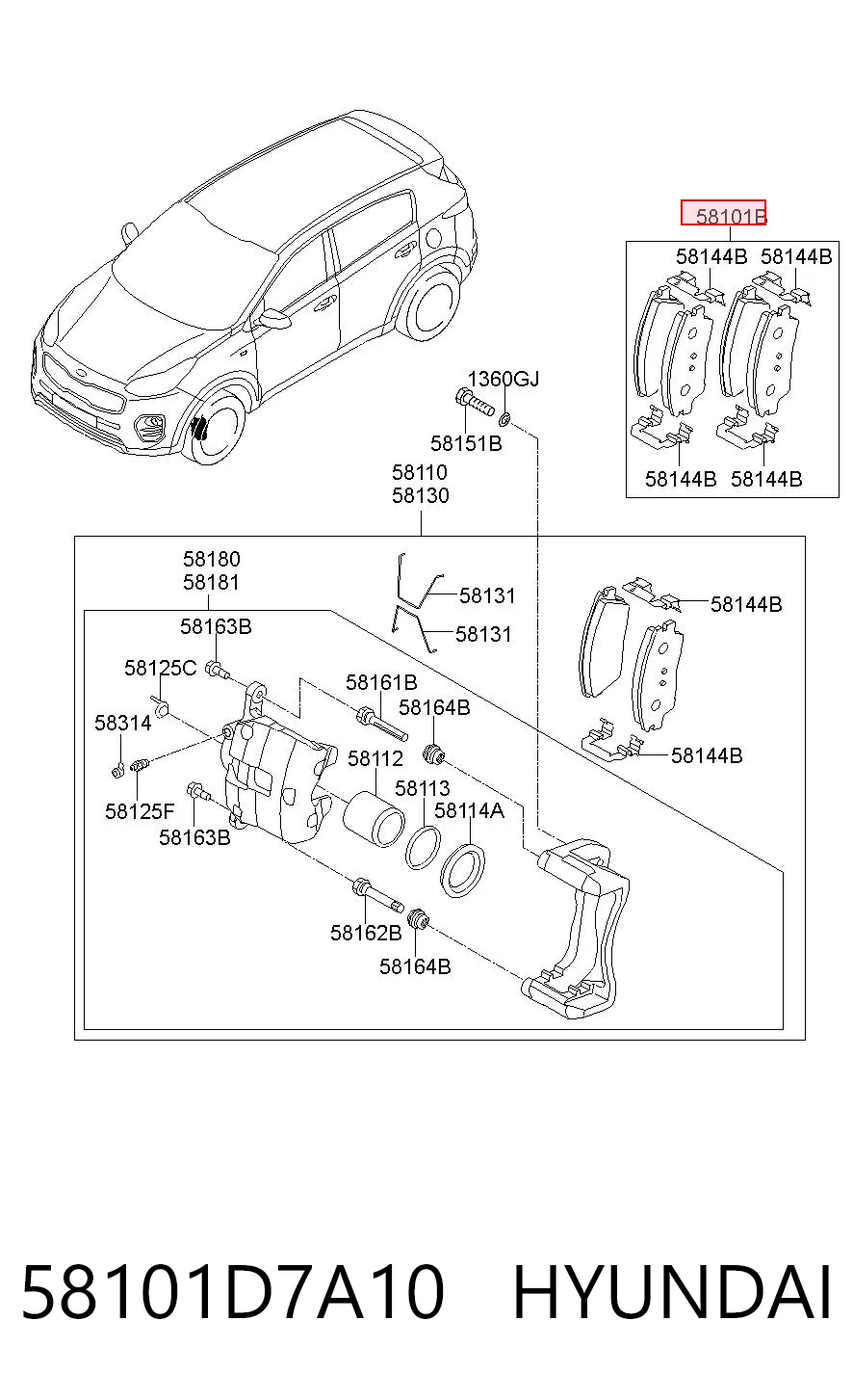 58101D7A10 Hyundai/Kia Pastillas delanteras