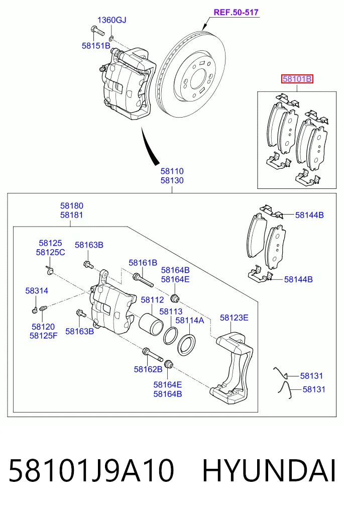 58101J9A10 Hyundai/Kia Pastillas delanteras